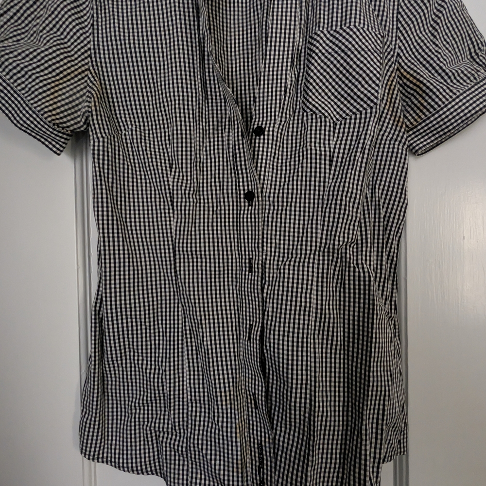 Ben Sherman Women's Black and White Checkered Blouse